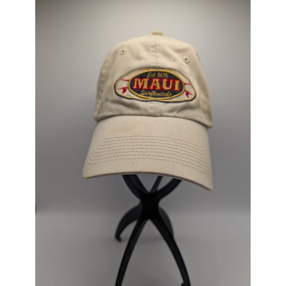 Maui Surfboards Hat Khaki Tan Kahului Board Wax Company Adjustable Baseball Cap